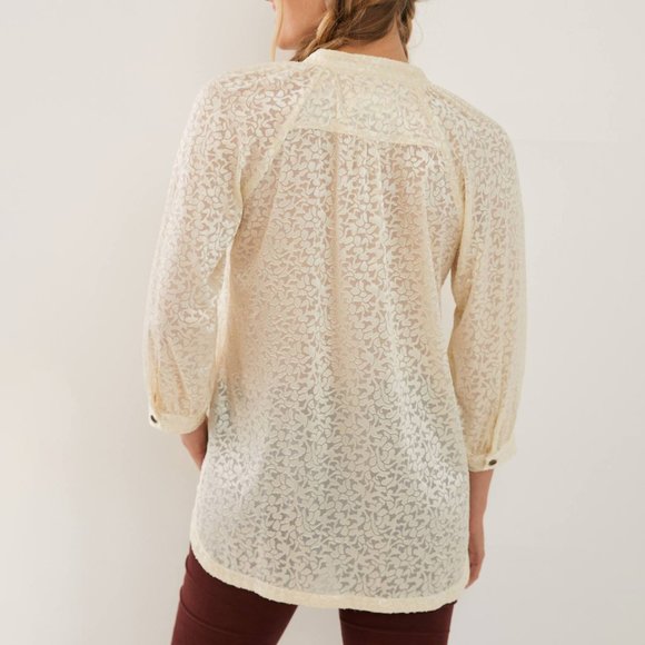 HTF Anthropolgie Susanna Burnout Velvet Buttondown - Picture 3 of 5